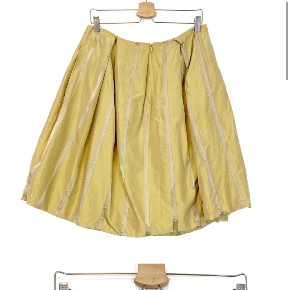 Lavender Vera Wang | Silk Gold Striped Pleated Voluminous Skirt Size 8